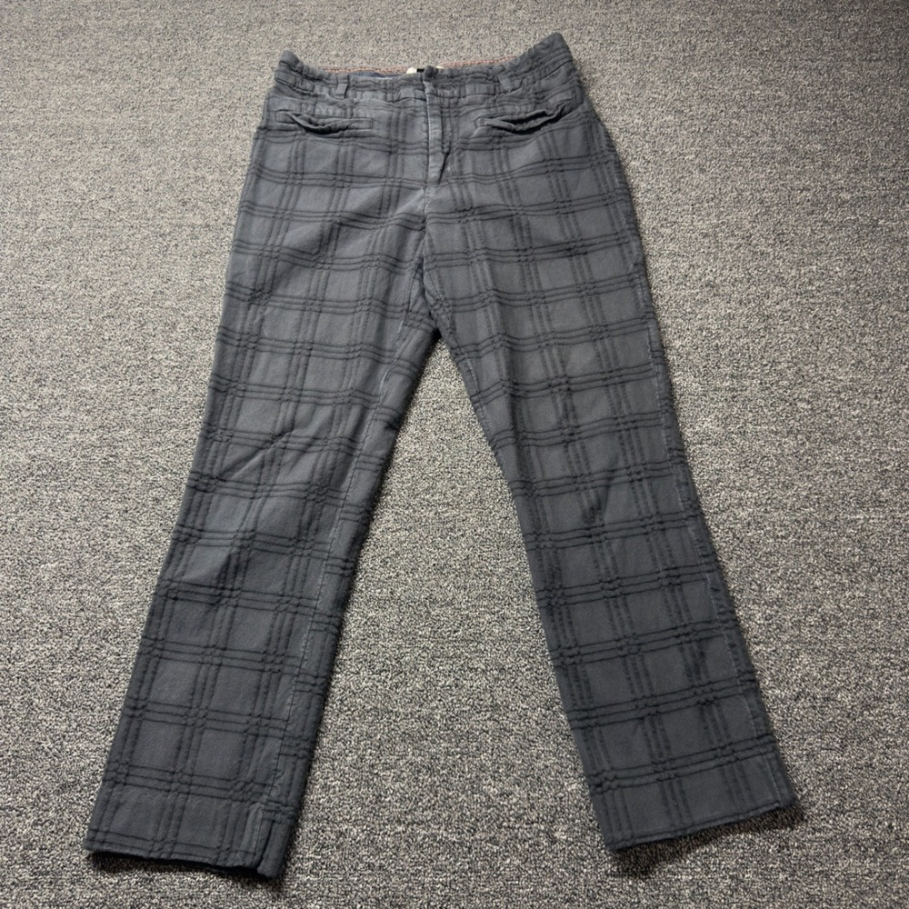 Anthropologie The Essential‎ Slim Gray Textured Plaid Windowpane Pants Size 4